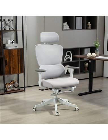 HOMCOM Ergonomic and Adjustable Office Chair - Grey