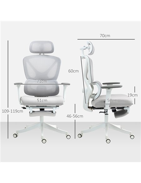 HOMCOM Ergonomic and Adjustable Office Chair - Grey - pic 120146 | FastDaddyshop