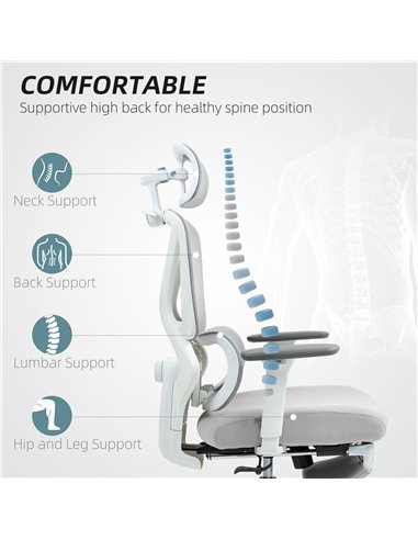 HOMCOM Ergonomic and Adjustable Office Chair - Grey