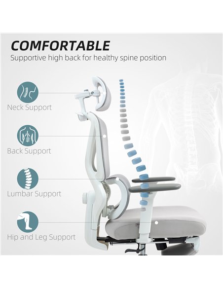 HOMCOM Ergonomic and Adjustable Office Chair - Grey - pic 120147 | FastDaddyshop