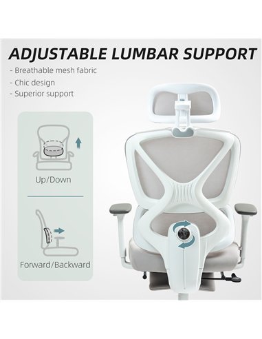 HOMCOM Ergonomic and Adjustable Office Chair - Grey