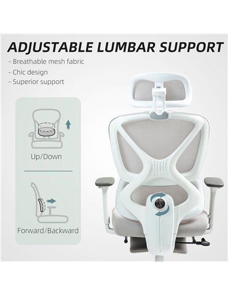 HOMCOM Ergonomic and Adjustable Office Chair - Grey - pic 120148 | FastDaddyshop