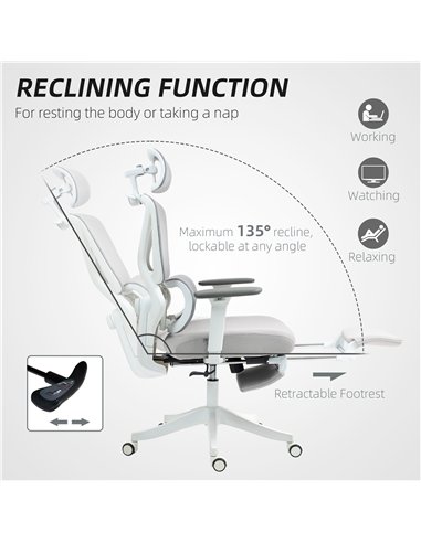 HOMCOM Ergonomic and Adjustable Office Chair - Grey
