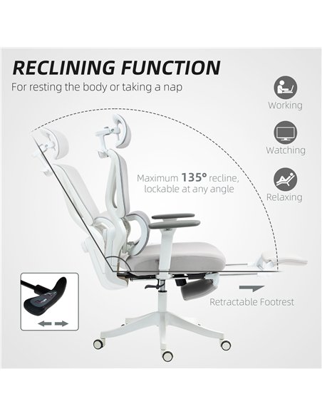 HOMCOM Ergonomic and Adjustable Office Chair - Grey - pic 120151 | FastDaddyshop