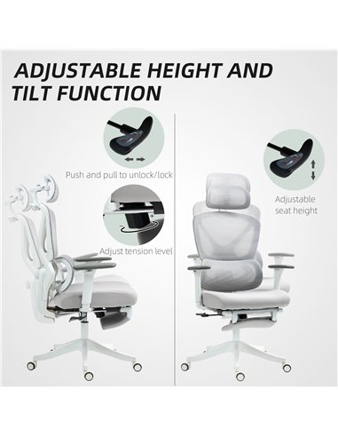 HOMCOM Ergonomic and Adjustable Office Chair - Grey