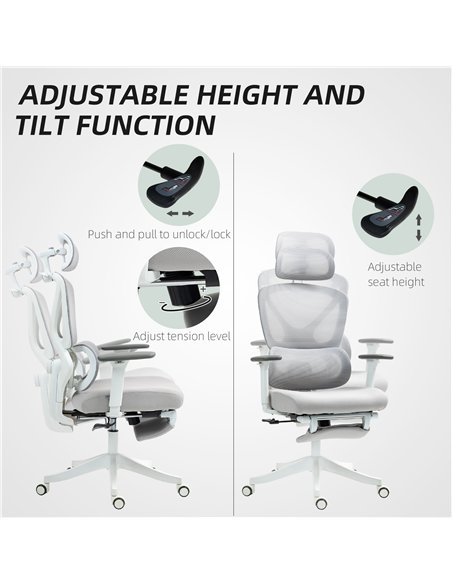 HOMCOM Ergonomic and Adjustable Office Chair - Grey - pic 120152 | FastDaddyshop