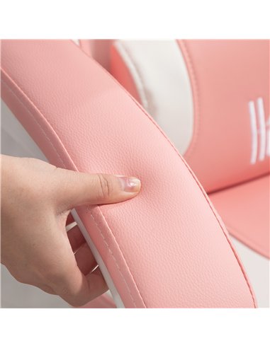 HOMCOM Cat Ear and Paw Reclining Office Chair, with Footrest - Pink/White
