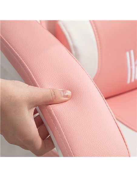 HOMCOM Cat Ear and Paw Reclining Office Chair, with Footrest - Pink/White - pic 120161 | FastDaddyshop