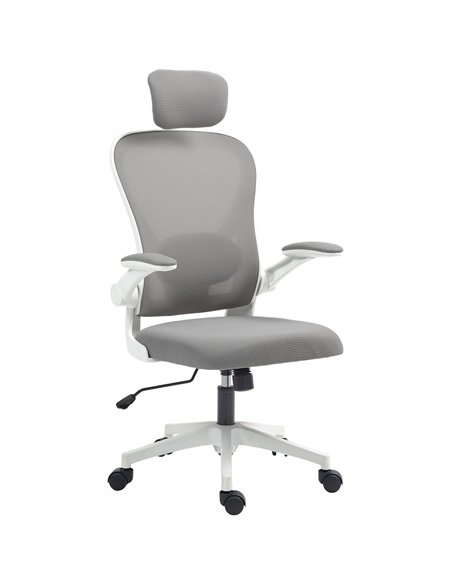 HOMCOM Executive Office Chair, Ergonomic Mesh High Back Desk Chair with Flip-up Armrest, Rotatable Headrest, Adjustable Lumbar S - pic 120162 | FastDaddyshop