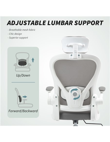HOMCOM Executive Office Chair, Ergonomic Mesh High Back Desk Chair with Flip-up Armrest, Rotatable Headrest, Adjustable Lumbar S - pic 120166 | FastDaddyshop