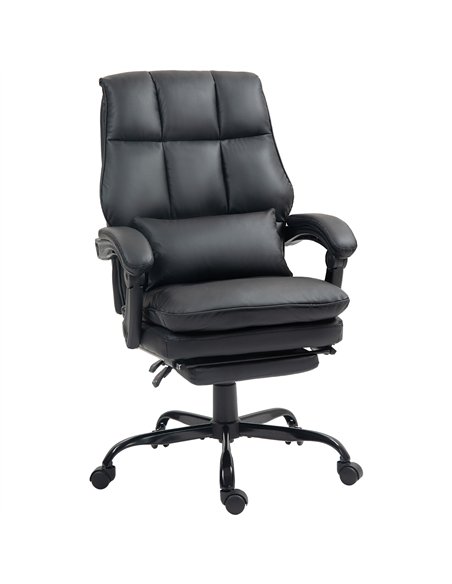 HOMCOM Faux Leather Reclining Office Chair, with Footrest - Black - pic 120180 | FastDaddyshop