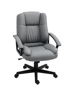 HOMCOM Linen-Look Padded Office Chair - Grey