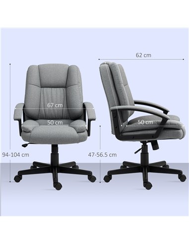 HOMCOM Linen-Look Padded Office Chair - Grey