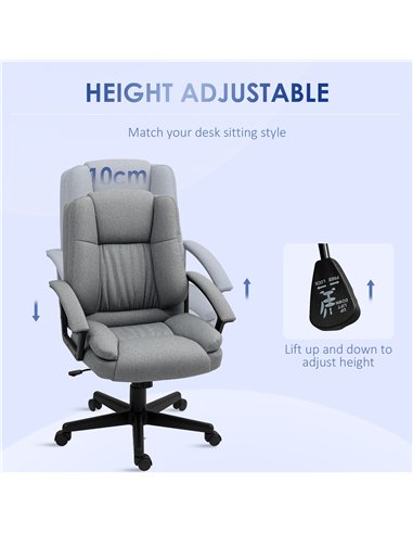 HOMCOM Linen-Look Padded Office Chair - Grey