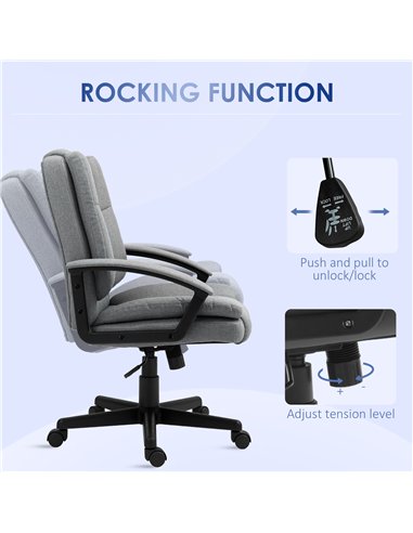 HOMCOM Linen-Look Padded Office Chair - Grey