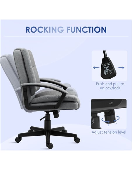 HOMCOM Linen-Look Padded Office Chair - Grey - pic 120193 | FastDaddyshop