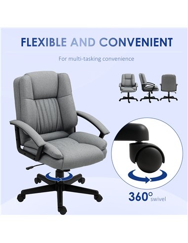 HOMCOM Linen-Look Padded Office Chair - Grey