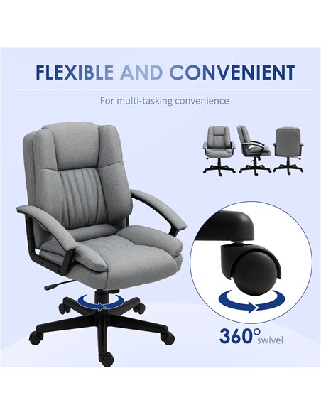 HOMCOM Linen-Look Padded Office Chair - Grey - pic 120194 | FastDaddyshop