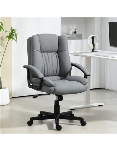 HOMCOM Linen-Look Padded Office Chair - Grey