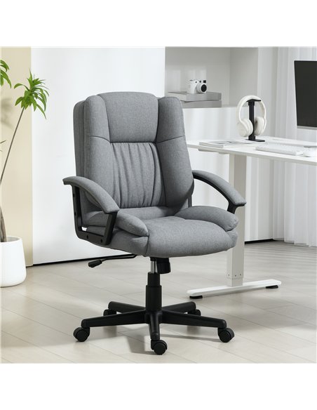 HOMCOM Linen-Look Padded Office Chair - Grey - pic 120196 | FastDaddyshop