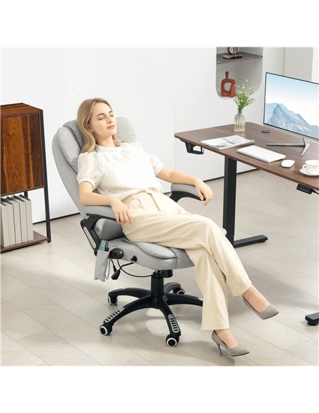 HOMCOM Executive Office Chair with Massage and Heat, High Back PU Leather Massage Office Chair with Adjustable Height, Light Gre - pic 120199 | FastDaddyshop