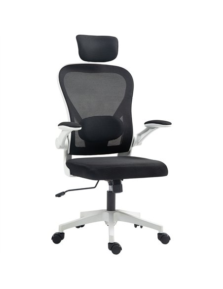 HOMCOM Executive Office Chair, Ergonomic Mesh High Back Desk Chair with Flip-up Armrest, Rotatable Headrest, Adjustable Lumbar S - pic 120207 | FastDaddyshop
