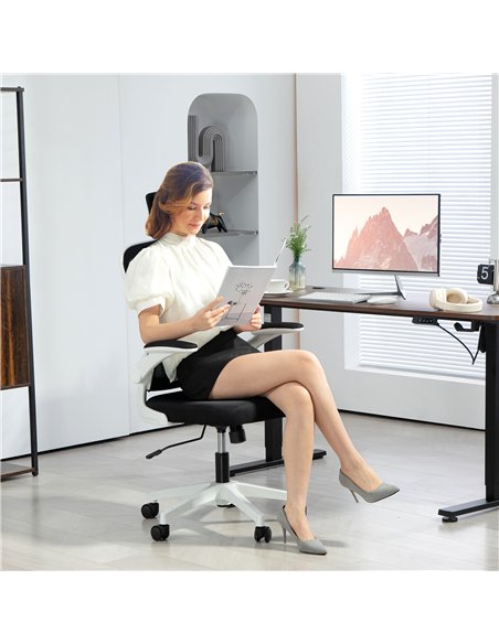 HOMCOM Executive Office Chair, Ergonomic Mesh High Back Desk Chair with Flip-up Armrest, Rotatable Headrest, Adjustable Lumbar S - pic 120208 | FastDaddyshop