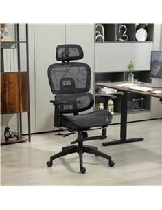 HOMCOM Executive Office Chair, Ergonomic Mesh High Back Desk Chair with Lumbar Support, Reclining Function, Swivel Computer Chai 2