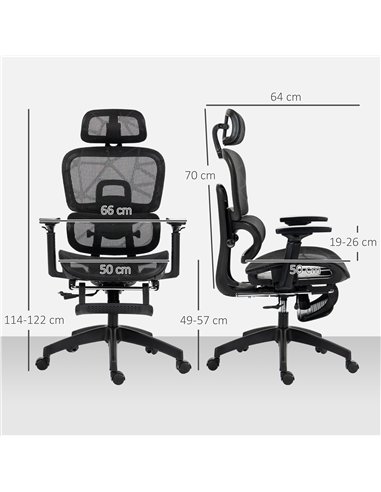 HOMCOM Executive Office Chair, Ergonomic Mesh High Back Desk Chair with Lumbar Support, Reclining Function, Swivel Computer Chai