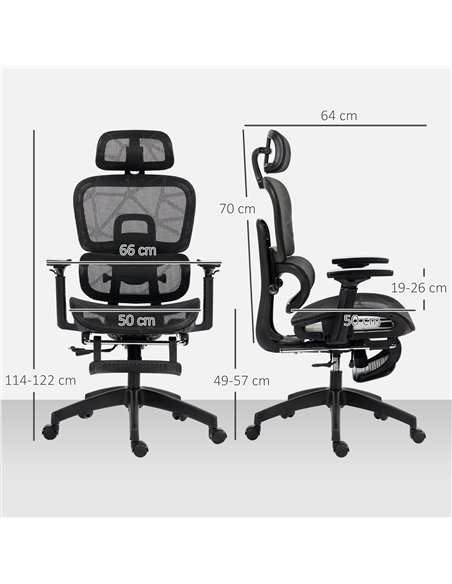 HOMCOM Executive Office Chair, Ergonomic Mesh High Back Desk Chair with Lumbar Support, Reclining Function, Swivel Computer Chai - pic 120236 | FastDaddyshop
