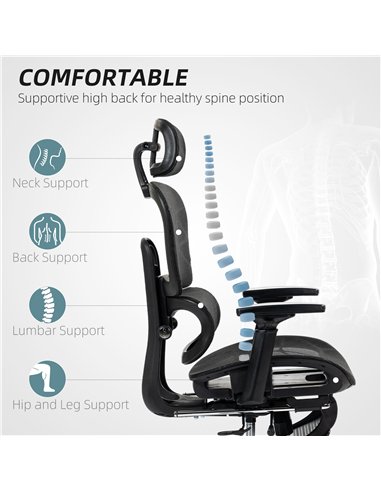 HOMCOM Executive Office Chair, Ergonomic Mesh High Back Desk Chair with Lumbar Support, Reclining Function, Swivel Computer Chai