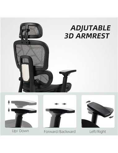HOMCOM Executive Office Chair, Ergonomic Mesh High Back Desk Chair with Lumbar Support, Reclining Function, Swivel Computer Chai
