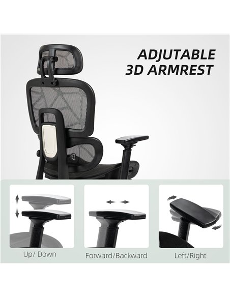 HOMCOM Executive Office Chair, Ergonomic Mesh High Back Desk Chair with Lumbar Support, Reclining Function, Swivel Computer Chai - pic 120240 | FastDaddyshop