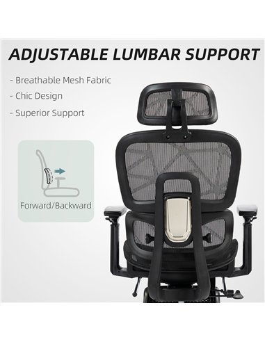 HOMCOM Executive Office Chair, Ergonomic Mesh High Back Desk Chair with Lumbar Support, Reclining Function, Swivel Computer Chai