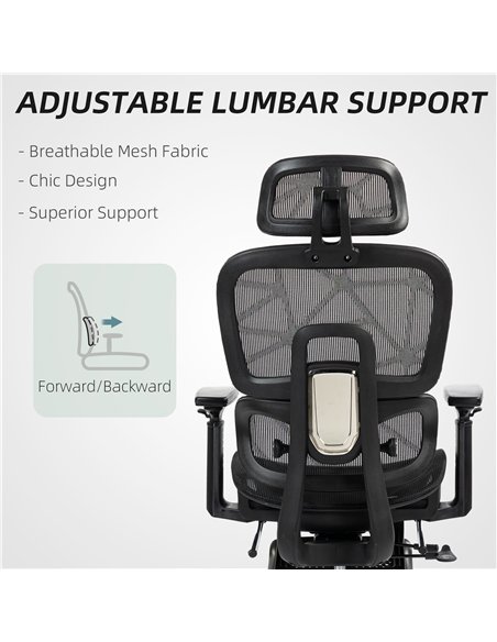 HOMCOM Executive Office Chair, Ergonomic Mesh High Back Desk Chair with Lumbar Support, Reclining Function, Swivel Computer Chai - pic 120241 | FastDaddyshop