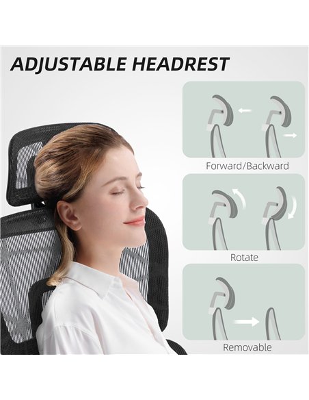 HOMCOM Executive Office Chair, Ergonomic Mesh High Back Desk Chair with Lumbar Support, Reclining Function, Swivel Computer Chai - pic 120242 | FastDaddyshop