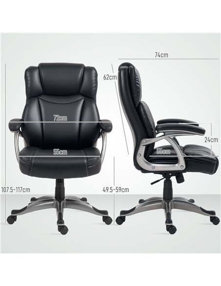 HOMCOM 49.5-59cm Faux Leather Office Chair - Black - pic 120245 | FastDaddyshop