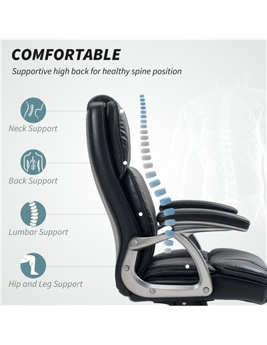 HOMCOM 49.5-59cm Faux Leather Office Chair - Black