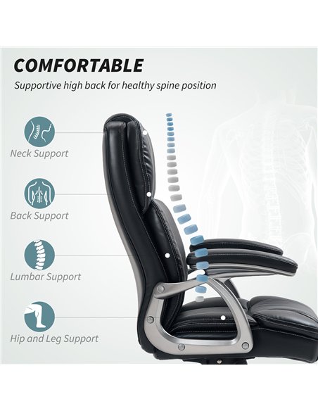 HOMCOM 49.5-59cm Faux Leather Office Chair - Black - pic 120246 | FastDaddyshop