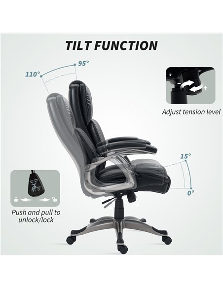 HOMCOM 49.5-59cm Faux Leather Office Chair - Black - pic 120248 | FastDaddyshop
