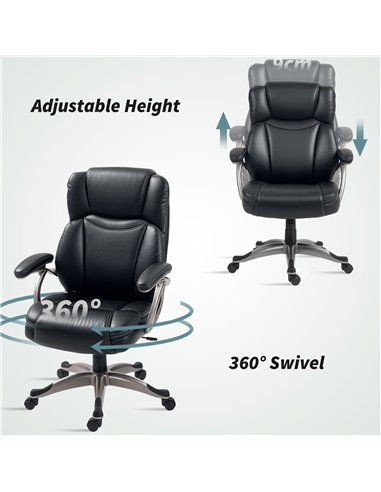HOMCOM 49.5-59cm Faux Leather Office Chair - Black