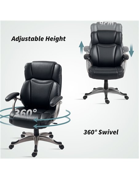 HOMCOM 49.5-59cm Faux Leather Office Chair - Black - pic 120249 | FastDaddyshop
