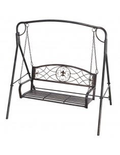 Outsunny Garden 2-Seater Outdoor Metal Swing Chair, Black