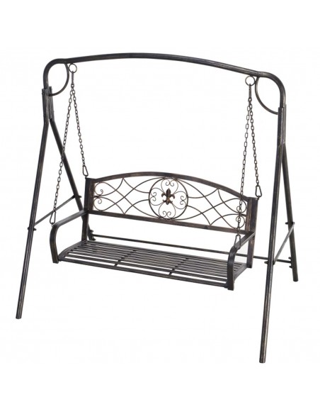 Outsunny Garden 2-Seater Outdoor Metal Swing Chair, Black - pic 12025 | FastDaddyshop