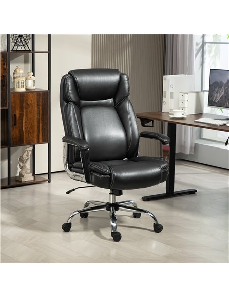 HOMCOM Ergonomic Office Chair, Heavy Duty Faux Leather Desk Chair with Tilt Function, Adjustable Height, 227kg 500LBS Swivel Com - pic 120253 | FastDaddyshop