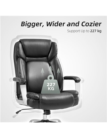 HOMCOM Ergonomic Office Chair, Heavy Duty Faux Leather Desk Chair with Tilt Function, Adjustable Height, 227kg 500LBS Swivel Com - pic 120255 | FastDaddyshop