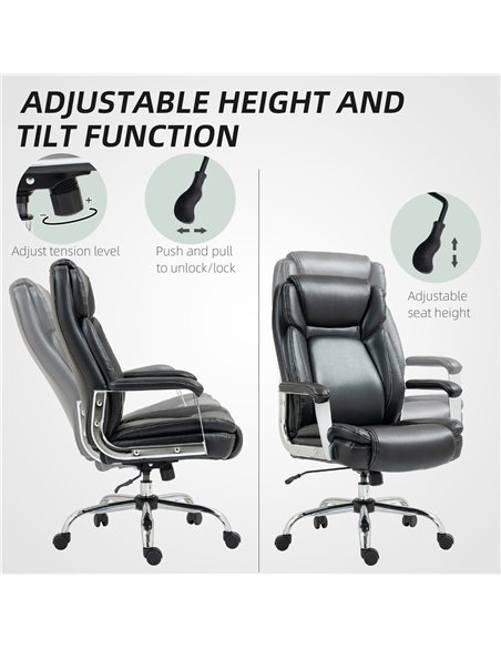 HOMCOM Ergonomic Office Chair, Heavy Duty Faux Leather Desk Chair with Tilt Function, Adjustable Height, 227kg 500LBS Swivel Com - pic 120257 | FastDaddyshop