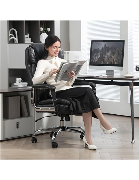 HOMCOM Ergonomic Office Chair, Heavy Duty Faux Leather Desk Chair with Tilt Function, Adjustable Height, 227kg 500LBS Swivel Com - pic 120258 | FastDaddyshop