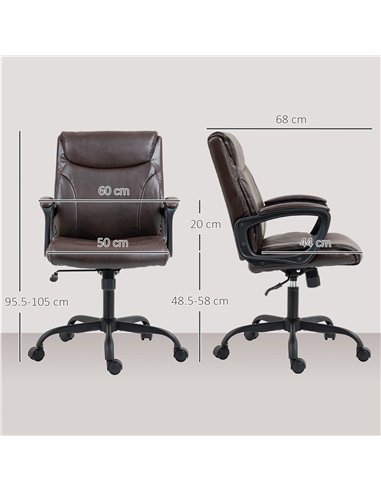 HOMCOM Executive Office Chair, Faux Leather Desk Chair with Height Adjustable, Swivel Wheels and Tilt Function, Computer Chair f