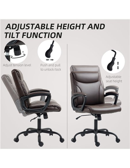 HOMCOM Executive Office Chair, Faux Leather Desk Chair with Height Adjustable, Swivel Wheels and Tilt Function, Computer Chair f - pic 120265 | FastDaddyshop
